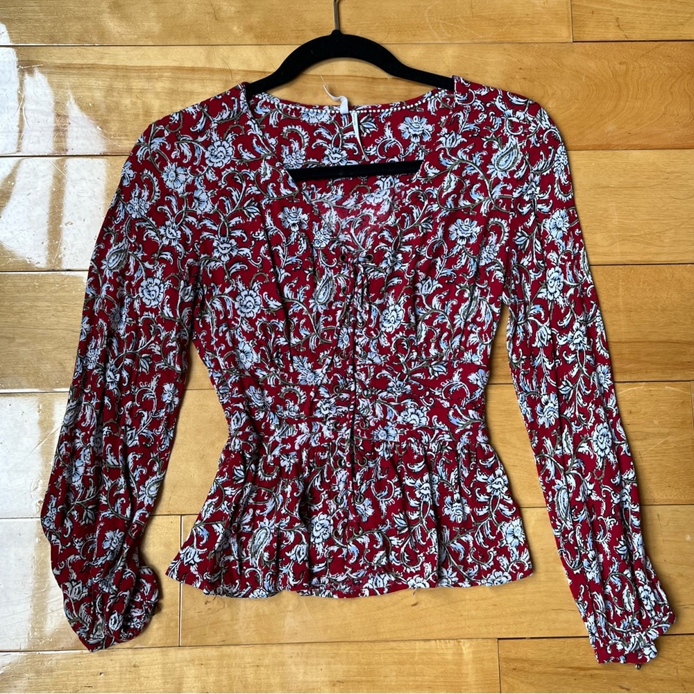 Anthropologie Lace Front Bell Sleeve Top